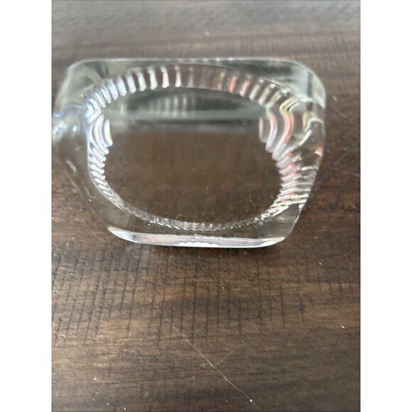 Square Shaped Glass Paperweight Round Ridged Opening 3”x3” - Picture 4 of 4